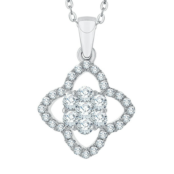1/2 cttw, J-K, SI2-I1 KATARINA Diamond and Gemstone Cluster Star Floral Pendant Necklace in 10k Gold 1/2 cttw, J-K, SI2-I1 KATARINA Diamond and Gemstone Cluster Star Floral Pendant Necklace in 10k Gold